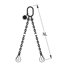 HIT Chain slings in quality grade 8 2 leg with extra-large suspension link and standard load hook