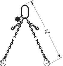 HIT chain sling quality grade 8, 2-leg, can be shortened with extra-large suspension link and standard load hook