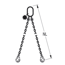 HIT Chain slings in quality grade 8 2 leg with extra-large suspension link and safety load hook