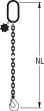 HIT Chain slings in quality grade 8, single-leg with extra-large suspension link and standard load hook
