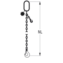 HIT chain sling quality grade 8, single-leg, can be shortened with extra-large suspension link and standard load hook
