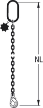 HIT Chain slings in quality grade 8, single-leg with extra-large suspension link and safety load hook
