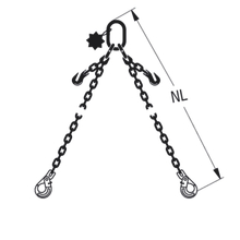HIT chain sling quality grade 8, 2-leg, can be shortened Safety load hooks