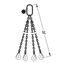 HIT Chain slings in quality grade 8 4 leg with extra-large suspension link and standard load hook