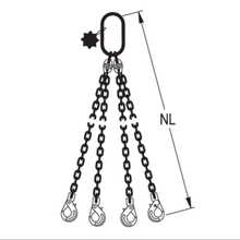 HIT Chain slings in quality grade 8 4 leg with extra-large suspension link and safety load hook