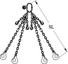 HIT chain sling quality grade 8, 4-leg, can be shortened Standard load hook