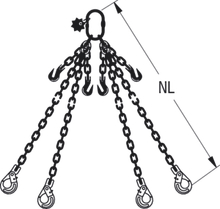 HIT chain sling quality grade 8, 4-leg, can be shortened Safety load hooks